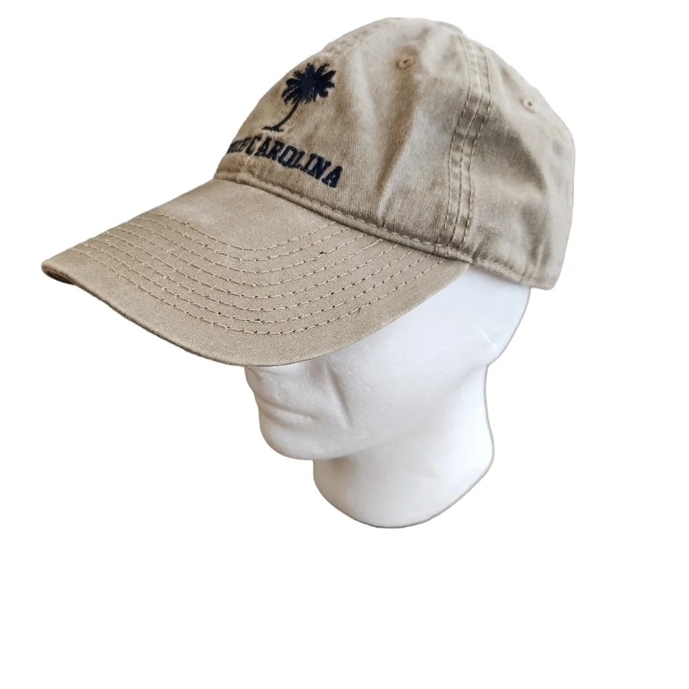 Embroidered olive khaki South Carolina SC Palmetto Crescent Washed Cap Hat